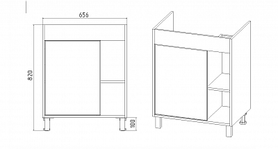 Комплект мебели 70 "Бостон-70" дуб/белый VIANT (ум.Como-70)