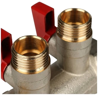 Коллектор с шар. краном красный 1"х1/2х2  (SMB 6210 011202) STOUT 