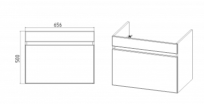 Комплект мебели 60 "Мальта-60" подвесная 1 ящик белый/дуб  VIANT (ум.Como-60)