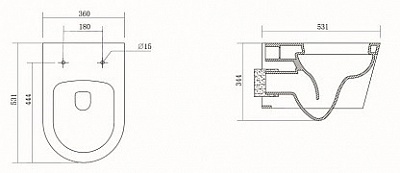 Унитаз подвесной AQUATEK ОБЕРОН безободковый сид.slim с м/л  AQ1363W-00