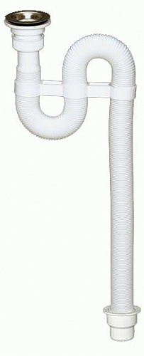 Сифон для кухонной мойки, с переливом, с автоматическим клапаном (8741)