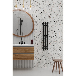 Полотенцесушитель  1200х150 "Robe-3" квадрат электро черный матовый (RAL 9005) НИКА