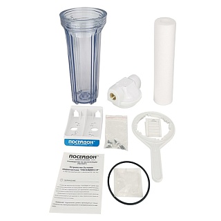 Колба Slim 10" ПОСЕЙДОН-1Р" прозр. 1, 2-х составная в комп. ключ, кронштейн 