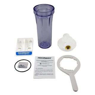 Колба Slim 10" ПОСЕЙДОН-1 Фит" прозр. 3/4 2-х составная в комп. ключ, кронштейн 