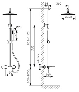 Душевая система KAISER Serio с термостатом (05382-4)