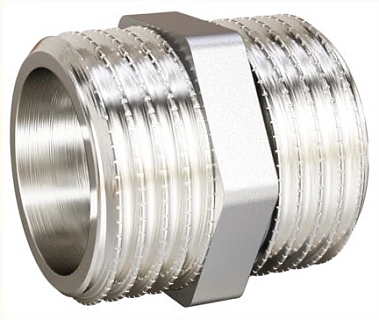 Бочата Ниппель 1 1/2" ш/ш латунь никель LD (22)