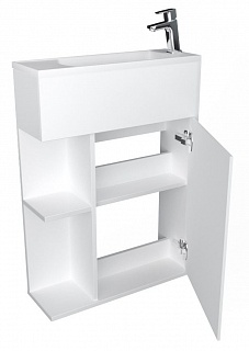 Комплект мебели 50 "Stretto-50" подвес., белый глян. 1 ДВ 1 Марка (ум.Акриловый+сифон+донный клапан)