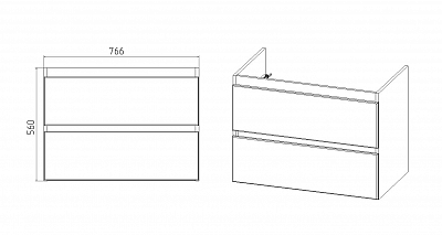 Комплект мебели 80 "Мальта-80" подвесная 2 ящика белый VIANT (ум.Como-80)