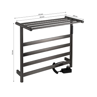 Полотенцесушитель "Kraftte" 510х575 П4 с полкой ГРАФИТ электро САНАКС 44020