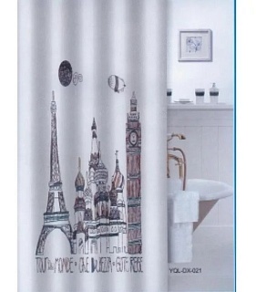 Штора д/ванной комнаты 180*180 "Серый мрамор" полиэстер без колец (01-78)