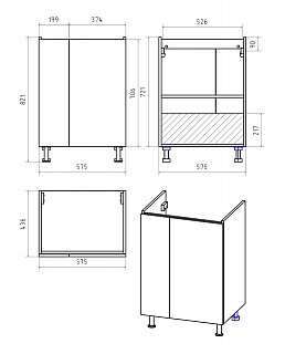 Комплект мебели 60 "Лира-60" напольная 2 дв. белая эмаль MISTY (ум.MODUO-60)
