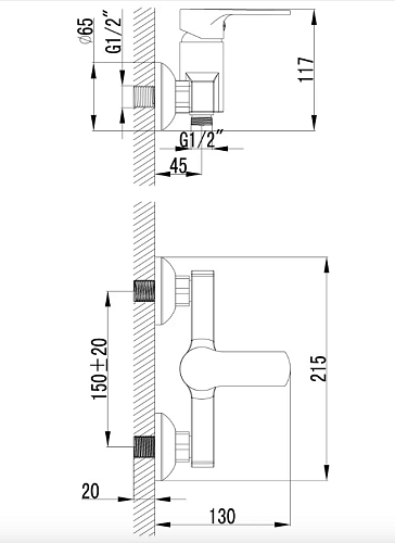 Смеситель д/душа "PLUS GRACE"  (1503С) 35 мм.  LEMARK 