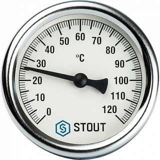 Термометр бим.,  0...120' C, шток 50мм, (63мм, кл.точ.2,5) (SIM-0001-635015) (STOUT)