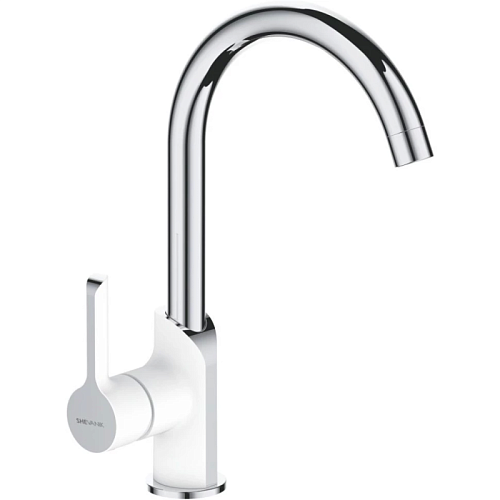 Смеситель д/кухни SHEVANIK белый/хром, гайка  S6053F