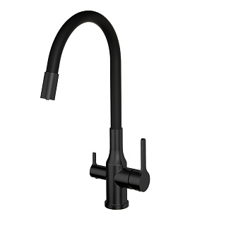 Смеситель д/кухни "AISAI" (AIS-1024BL) нерж, черный под фильтр с гибким изливом  TOKITO (фитинг под фильтр выписывать дополнительно арт.46553)