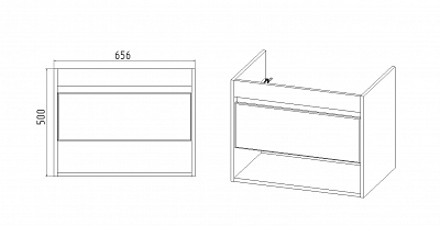 Комплект мебели 70 "Бостон-70" подвесная 1 ящик дуб/белый VIANT (ум.Como-70)