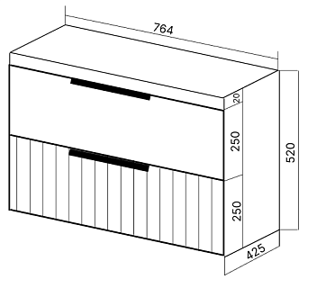 Комплект мебели 80 "Сицилия-80" подвесная 2 ящика белый  VIANT (ум.MODUO-80)
