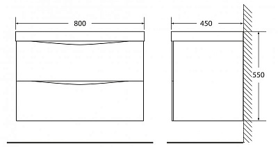 Комплект мебели 80 "MARINO" MARINO-800-2C-SO-BL-P белый 2ящ. BelBagno (ум.BB800/450-LV-MR-AST)