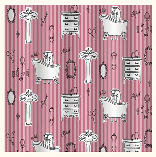 Штора д/ванной комнаты 180х180 "Ретро ванная" без колец (PL) 01-31