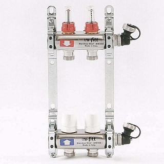 Коллектор нерж. с расходомерами 1"х3/4" на  2 выхода (450I4302(R)) Uni-Fitt 