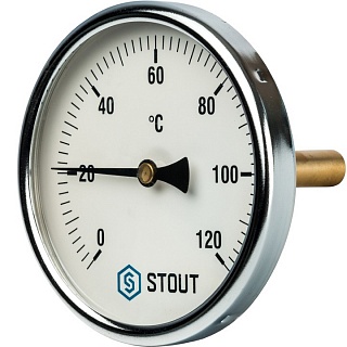 Термометр бим.,  0...120' C, шток 75мм, (100мм, кл.точ.2,5) (SIM-0001-107515) (STOUT)