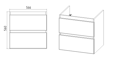 Комплект мебели 60 "Мальта-60" подвесная 2 ящика белый  VIANT (ум.Como-60)