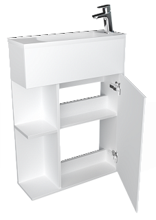 Комплект мебели 60 "Stretto-60" подвес., белый глян. 1 ДВ 1 Марка (ум.Акриловый+сифон+донный клапан)
