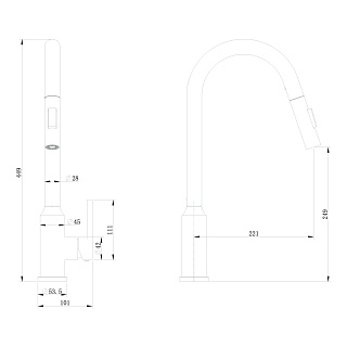 Смеситель д/кухни "AISAI" (AIS-1025SS) нерж, с вытяжным  изливом  TOKITO 